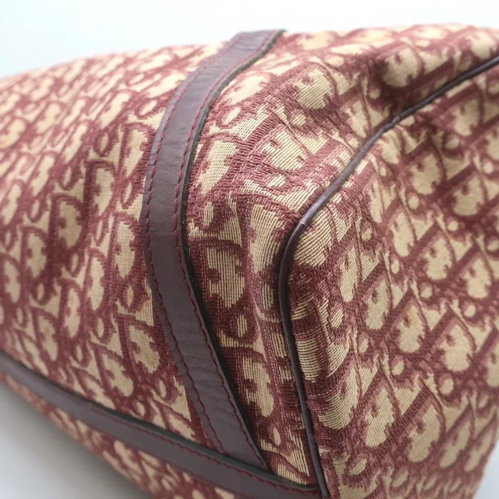 Vintage Christian Dior Trotter Boston Bag Burgundy Diorissimo Canvas - Picture 9 of 11